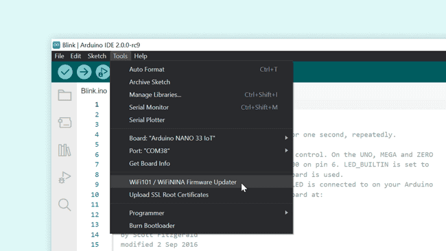 Selecting the Firmware Updater Tool.