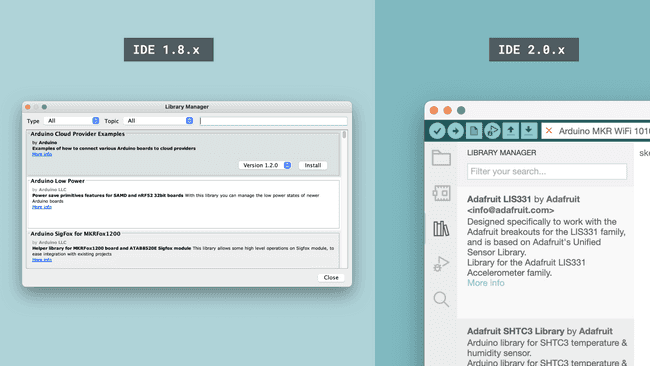 Library manager on IDE 1.8.x and IDE 2.0.x